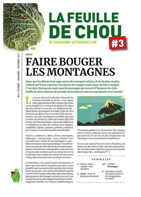 exemplaire du numéro #3 de la Feuille de Chou éditée par Voyageons-Autrement.com, 1er portail d'informations sur le tourisme responsable