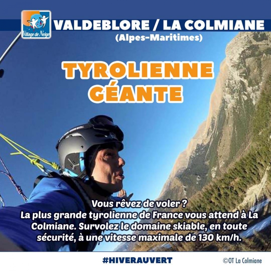 Tyrolienne géante de La Colmiane (Alpes-Maritimes) © Office de Tourisme La Colmiane